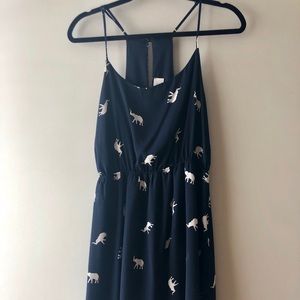 Navy Blue Everly Elephant Print Dress, Size Medium